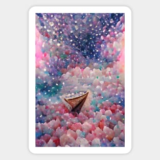 Sailing through a sea of diamonds Sticker